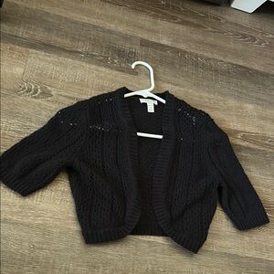 Croft & Barrow Black Open-Knit Cardigan